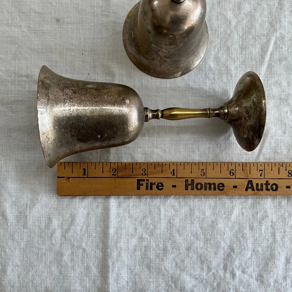Vintage Silver Plated Brass Goblets Set of 2‎ Patinated Wine Chalices 7 Inch